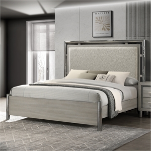 New Classic Furniture Lennox Wood California King Size Panel Bed in Gray