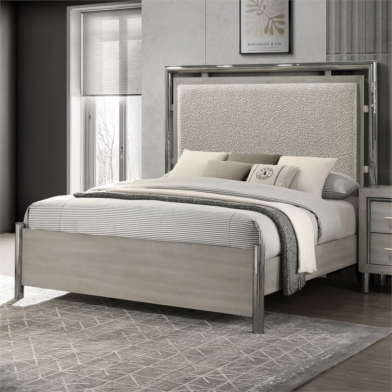 New Classic Furniture Lennox Wood Queen Size Panel Bed in Gray
