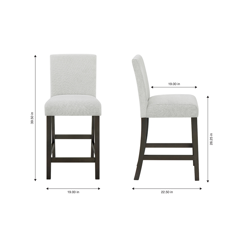 New Classic Furniture Carissa Wood Counter Chair in Stone Gray (Set of 2)