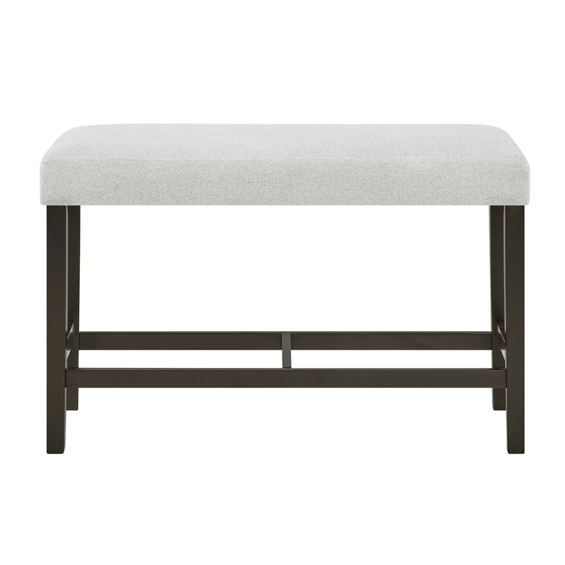 New Classic Furniture Carissa Wood Counter Bench with Upholstered Seat in Gray