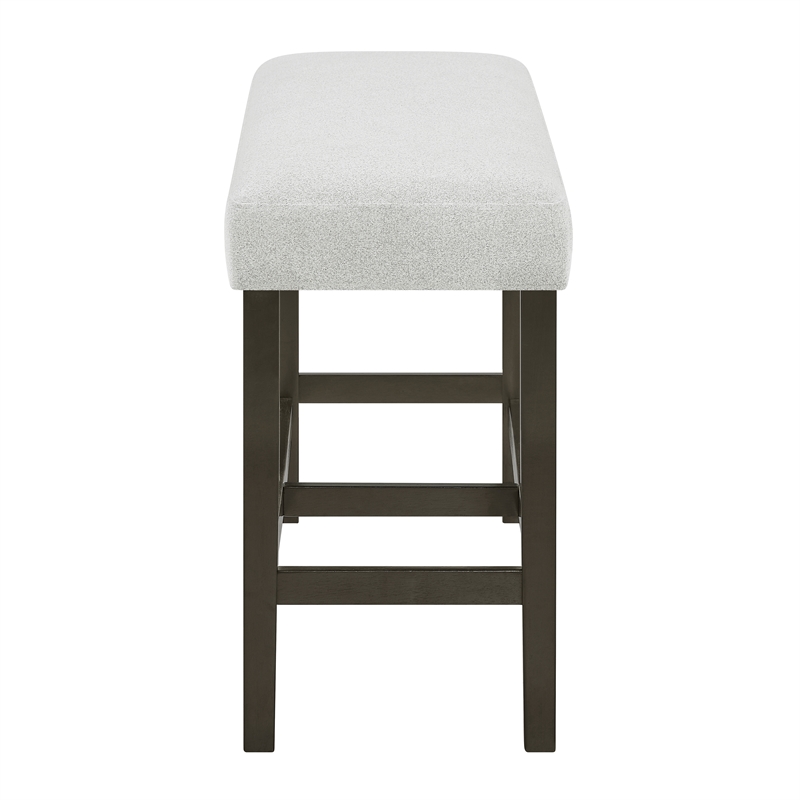 New Classic Furniture Carissa Wood Counter Bench with Upholstered Seat in Gray