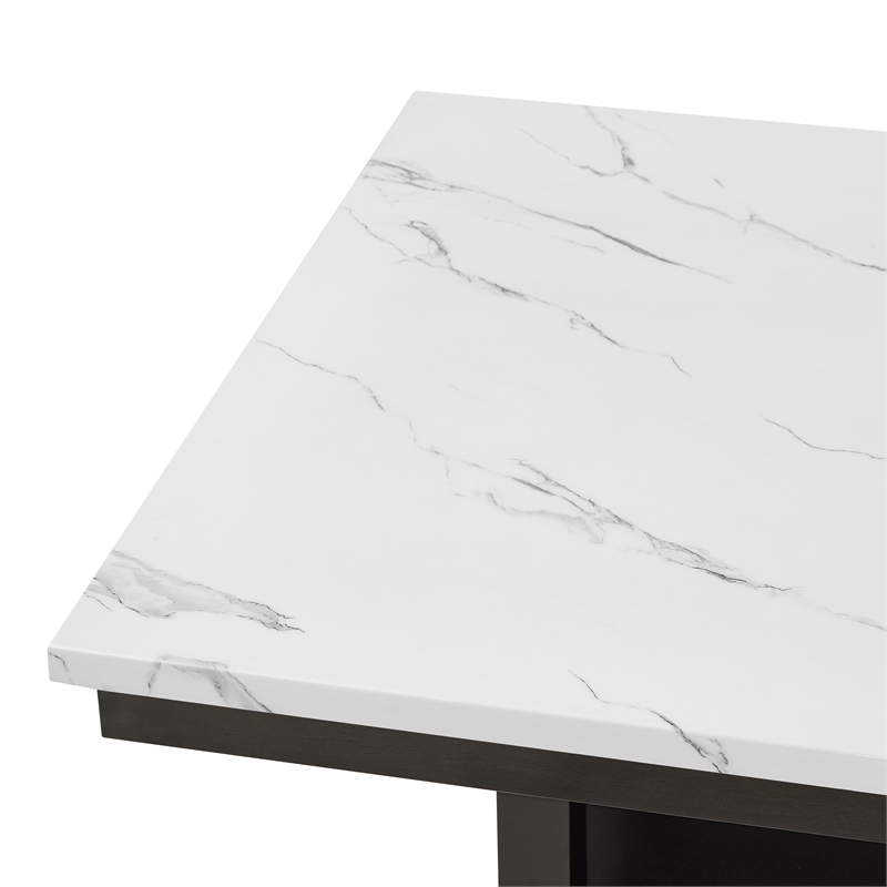 New Classic Furniture Carissa Wood Rect Dining Table w Storage Shelf in White