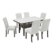 New Classic Furniture Carissa 7-Piece Wood Rectangle Dining Set in Stone Gray