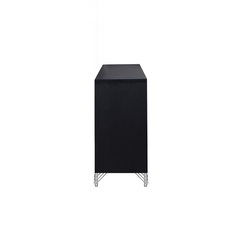 New Classic Furniture Ava Wood 7 Metal Glide Drawers Dresser in Ebony Black