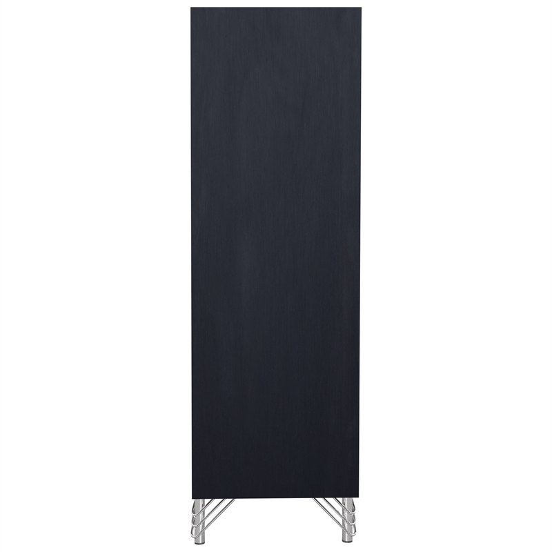 New Classic Furniture Ava Wood 5 Metal Glide Drawers Chest in Ebony Black
