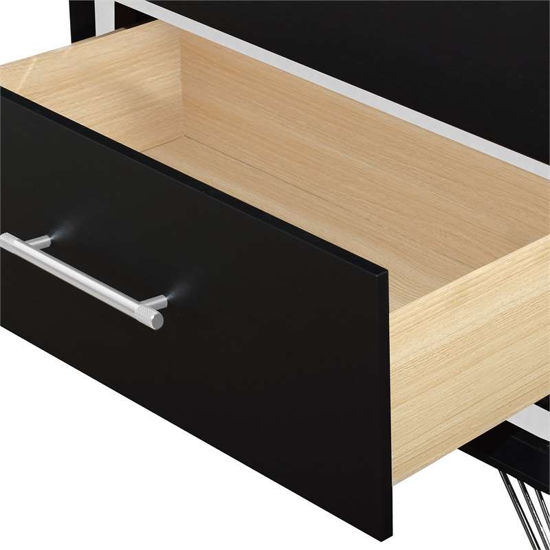 New Classic Furniture Ava Wood 5 Metal Glide Drawers Chest in Ebony Black