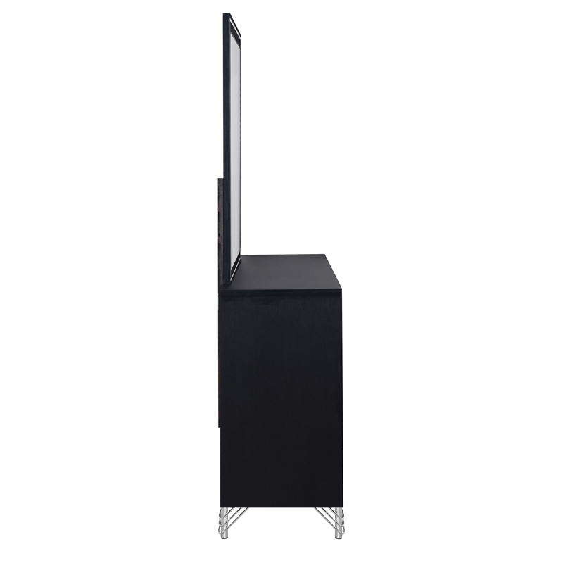 New Classic Furniture Ava 2-Piece Wood Dresser and Mirror Set in Ebony Black