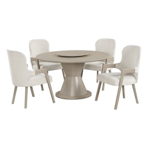 New Classic Furniture Gwendolyn 5-Pc Wood Round Dining Set w Arm Chairs in Beige