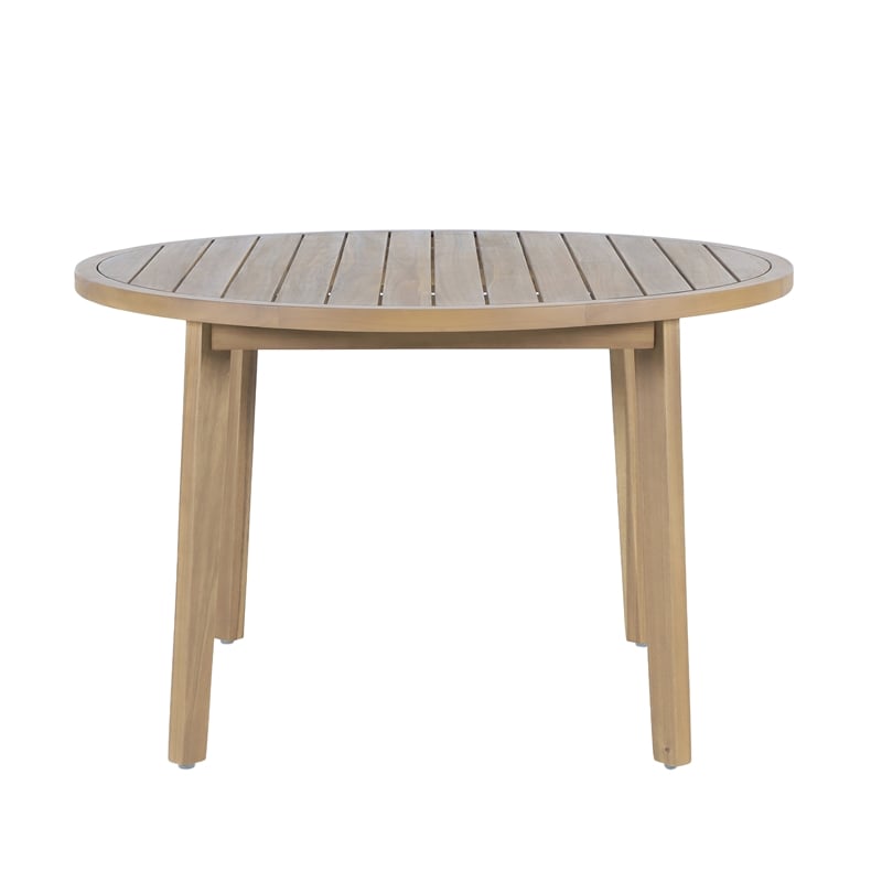New Classic Furniture Arden Wood Round Patio Dining Table in Natural Brown