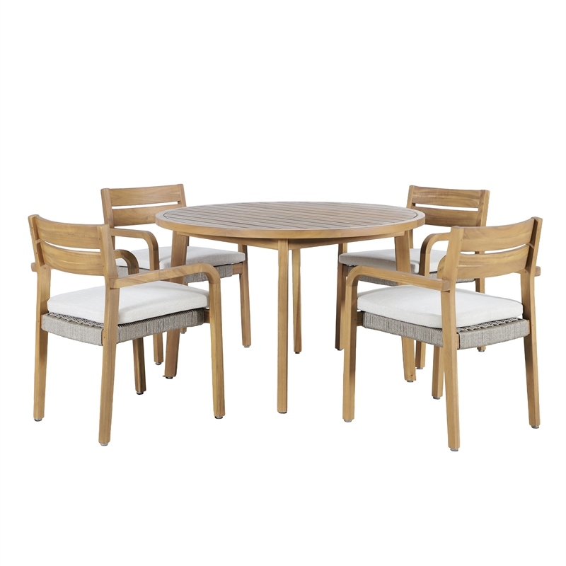 New Classic Furniture Arden 5-Piece Wood Outdoor Dining Set in Natural Brown