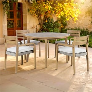 New Classic Furniture Arden 5-Piece Wood Outdoor Dining Set in Natural Brown