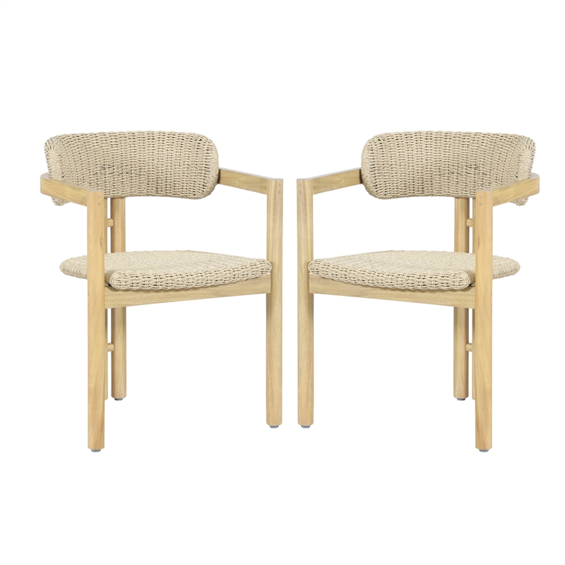 New Classic Furniture Sedona Wood Patio Dining Chair in Natural Brown (Set of 2)