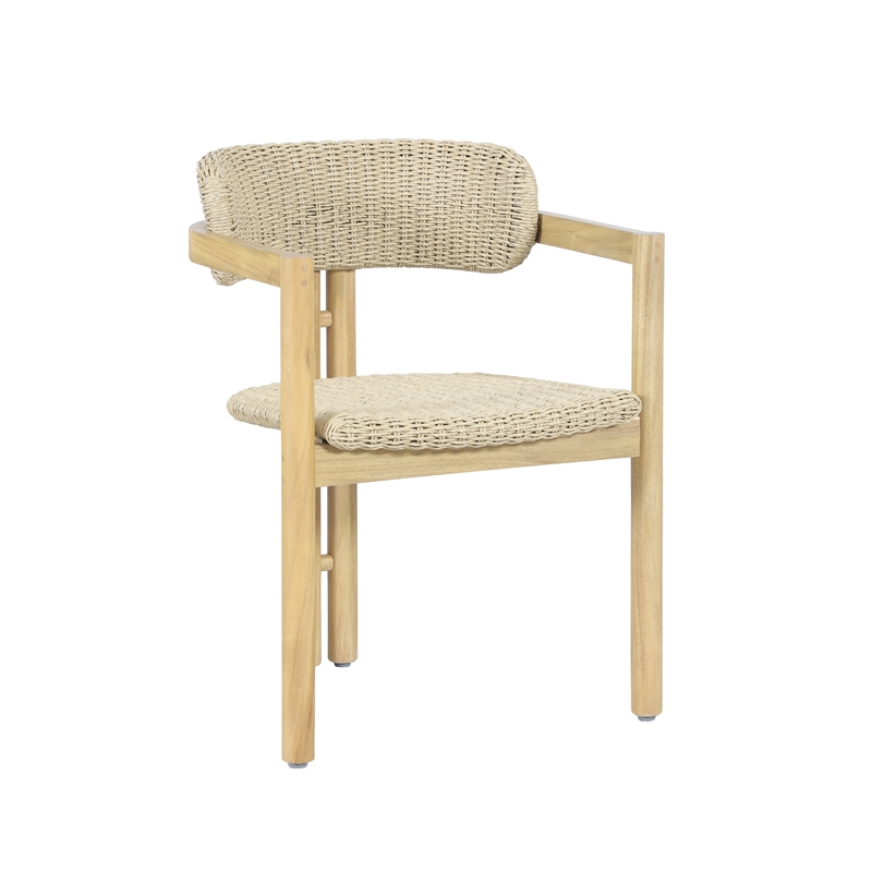 New Classic Furniture Sedona Wood Patio Dining Chair in Natural Brown (Set of 2)