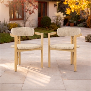 New Classic Furniture Sedona Wood Patio Dining Chair in Natural Brown (Set of 2)
