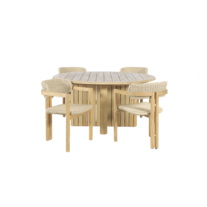 New Classic Furniture Sedona 5-Piece Wood Outdoor Dining Set in Natural Brown