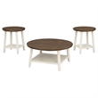New Classic Furniture Flaherty 3-Piece Wood Occasional Table Set in Brown/White