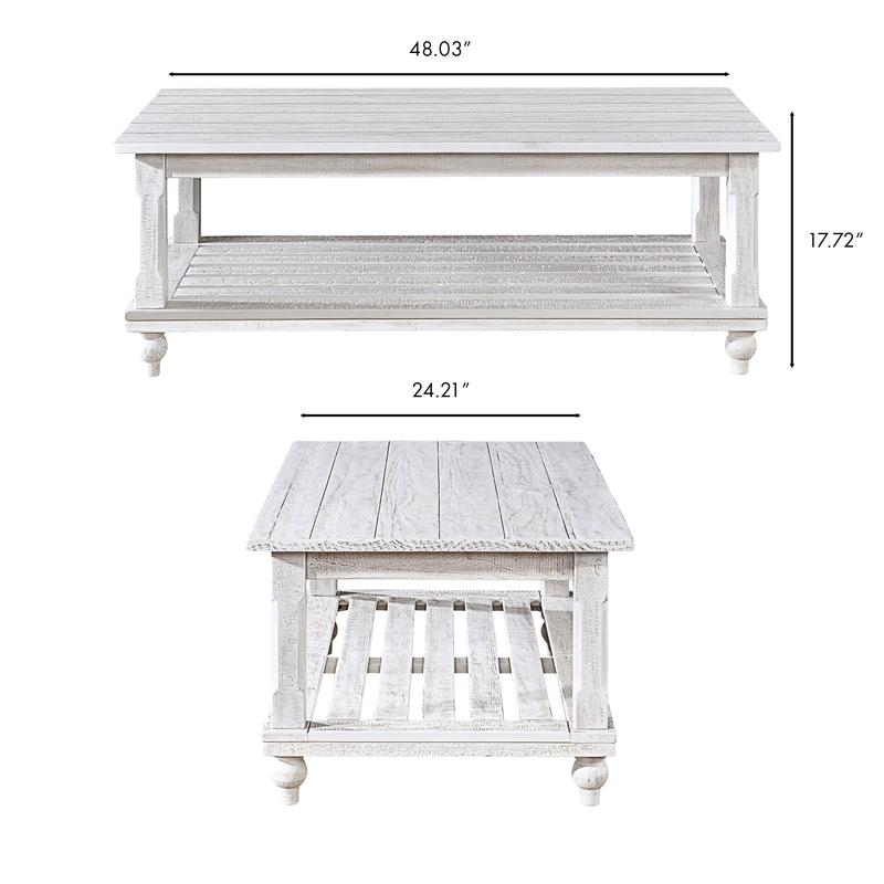 New Classic Furniture Cade 3-Piece Wood Occasional Table Set in White