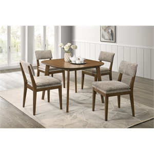 New Classic Furniture Miller 5-Pc Wood Square Dining Set w Side Chairs in Walnut