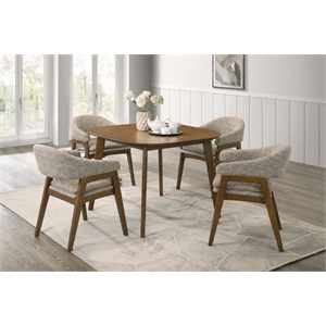 New Classic Furniture Miller 5-Pc Wood Square Dining Set w Arm Chairs in Walnut