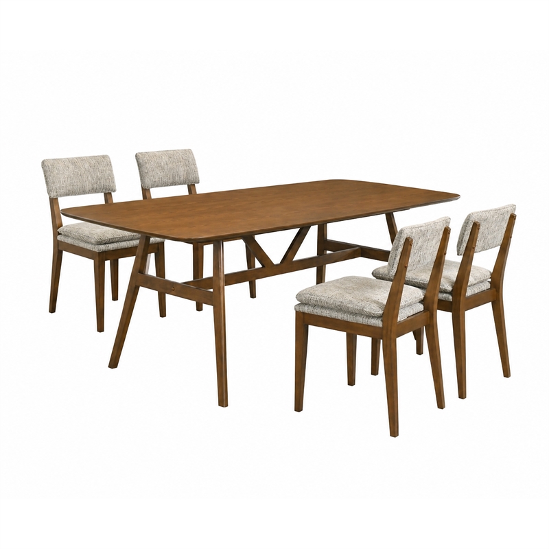 New Classic Furniture Miller 5-Piece Wood Rectangular Dining Set in Walnut