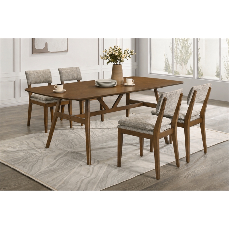 New Classic Furniture Miller 5-Piece Wood Rectangular Dining Set in Walnut
