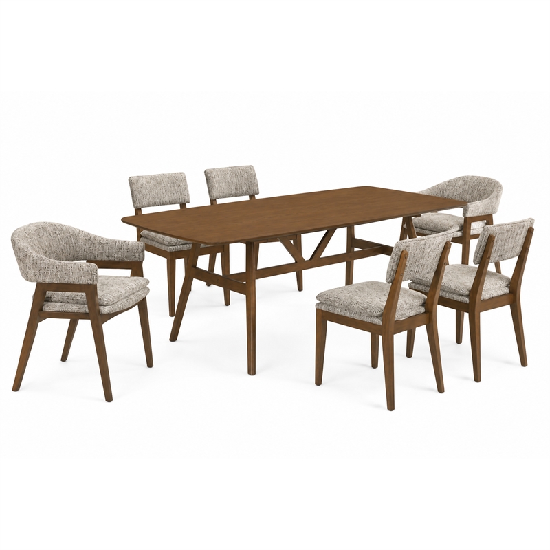 New Classic Furniture Miller 7-Piece Wood Rectangular Dining Set in Walnut