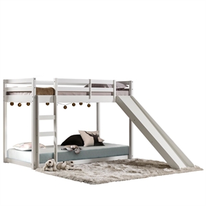 themes and rooms solid wood twin over twin low loft bunk bed with slide white