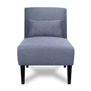 jo dark blue armless modern accent chair with kidney pillow