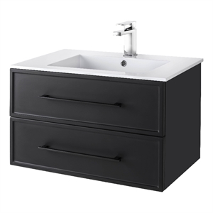 Cutler Kitchen and Bath Milano 30&quot Wood/Cultured Marble Bathroom Vanity in Black