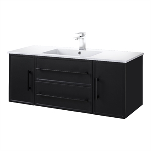 Cutler Kitchen and Bath Milano 48&quot Wood/Cultured Marble Bathroom Vanity in Black