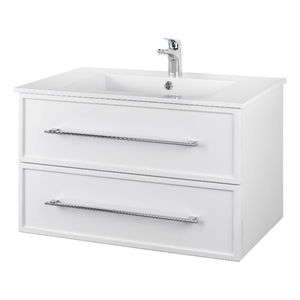 Cutler Kitchen and Bath Milano 30&quot Wood/Cultured Marble Bathroom Vanity in White