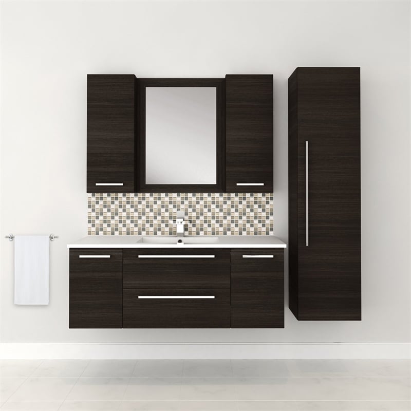 Cutler Kitchen and Bath Silhouette Modern Wood/Metal Linen Tower in Aria Oak