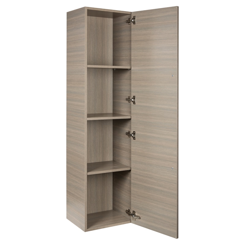 Cutler Kitchen and Bath Silhouette Modern Wood/Metal Linen Tower in Aria Oak