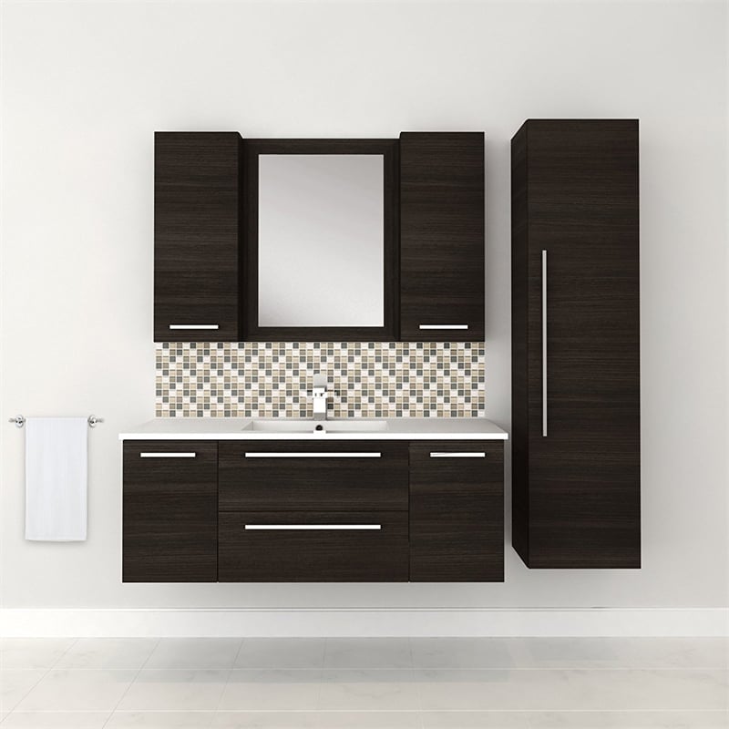 Cutler Kitchen and Bath Silhouette Modern Wood/Metal Linen Tower in Light Oak
