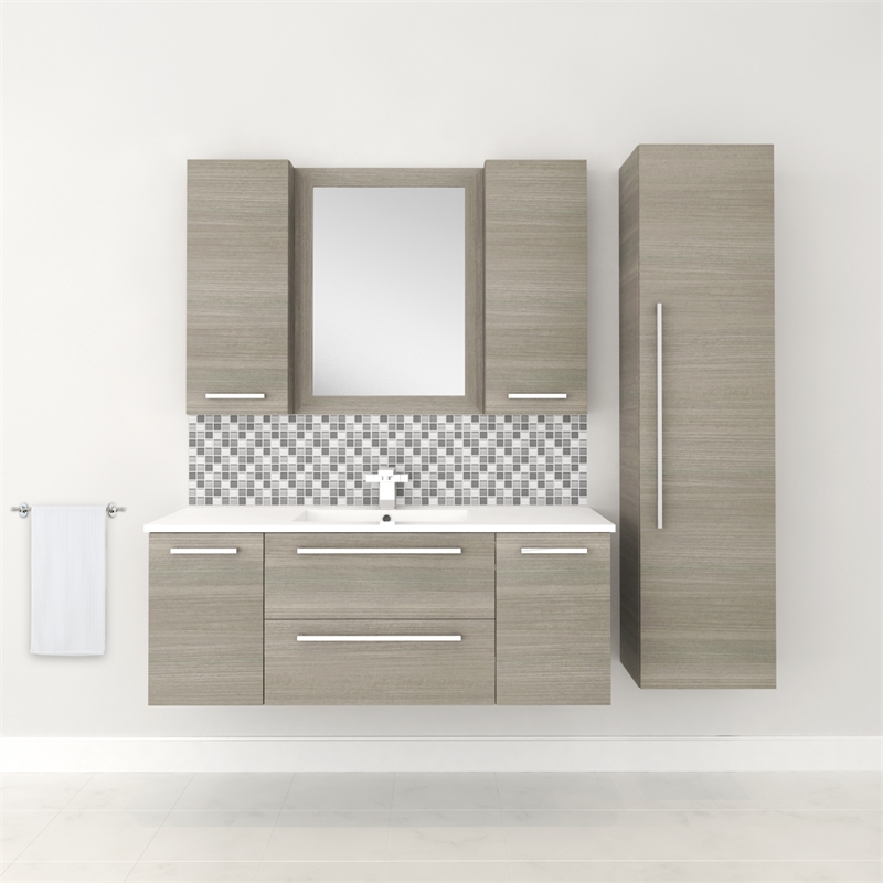 Cutler Kitchen and Bath Silhouette Modern Wood Medicine Cabinet in Aria Walnut