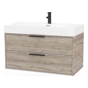 Cutler Kitchen and Bath Savoy 30&quot Wood Wall Mount Bathroom Vanity in Silk Brown