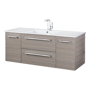 Cutler Kitchen and Bath Silhouette 48&quot Wood/Marble Bathroom Vanity in Aria Oak