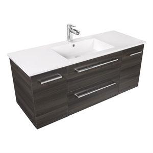 Cutler Kitchen and Bath Silhouette 48&quot Wood/Marble Bathroom Vanity in Walnut