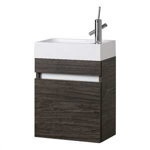 Cutler Kitchen and Bath Piccolo 18&quot Space Saver Wood Bathroom Vanity in Walnut