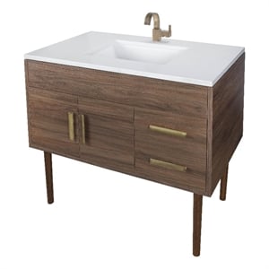 Cutler Kitchen and Bath Garland 36&quot Wood/Granite Bathroom Vanity in Brown/White