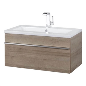 Cutler Kitchen and Bath Trough 30&quot Wood/Cultured Marble Bathroom Vanity in Oak