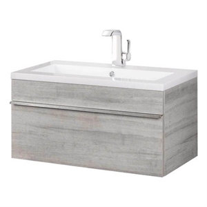 Cutler Kitchen and Bath Trough 30&quot Cultured Marble/Wood Bathroom Vanity in Gray