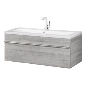 Cutler Kitchen and Bath Trough 42&quot Cultured Marble/Wood Bathroom Vanity in Gray