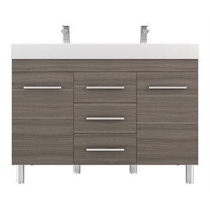 Alya Bath Ripley 48&quot Modern Wood Double Vanity with Acrylic Sink in Gray