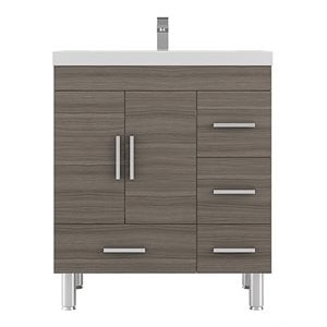 Alya Bath Ripley 30&quot Modern Wood 4-drawer Vanity with Acrylic Sink in Gray