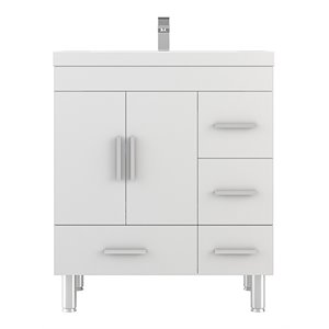 Alya Bath Ripley 30&quot Modern Wood 4-drawer Vanity with Acrylic Sink in White