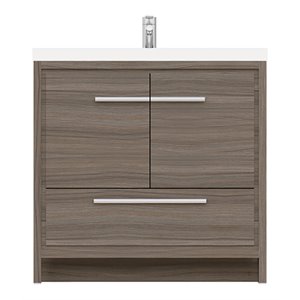 Alya Bath Sortino 36&quot Wood Bathroom Vanity with Acrylic Sink in Gray