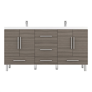 Alya Bath Ripley 72&quot Modern Engineered Wood Bathroom Vanity in Gray