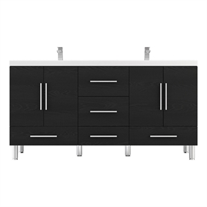 Alya Bath Ripley 72&quot Modern Engineered Wood Bathroom Vanity in Black