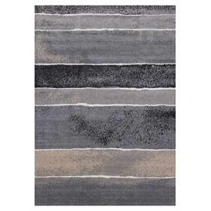novelle home siecle polypropylene/cotton stripes rug in gray/cream